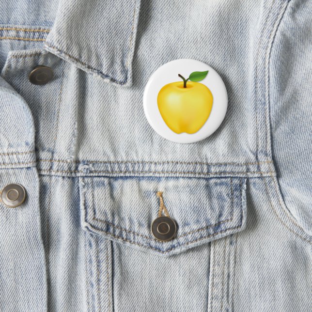 Badge Rond 5 Cm Pomme Golden Delicious (En situation)