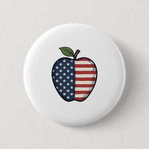 Badge Rond 5 Cm Pomme patriotique gravure vintage design vectoriel