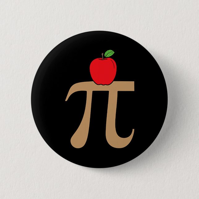 Badge Rond 5 Cm Pomme Pie Pi Math Pun (Devant)