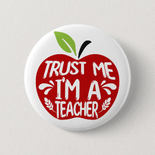 Badge Rond 5 Cm Pomme rouge CONFIANCE MOI JE SUIS UN PROFESSEUR Ci
