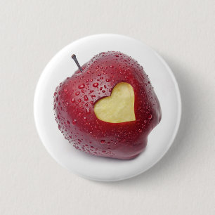 Badge Rond 5 Cm Pomme rouge fraîche avec un symbole en forme de