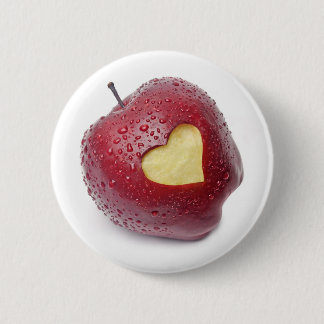Badge Rond 5 Cm Pomme rouge fraîche avec un symbole en forme de