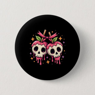 Badge Rond 5 Cm Pommes à bonbons à crâne sèche Kawaii Couple d'Hal
