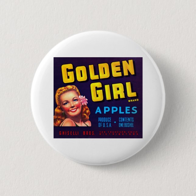 Badge Rond 5 Cm Pommes d'or de fille (Devant)