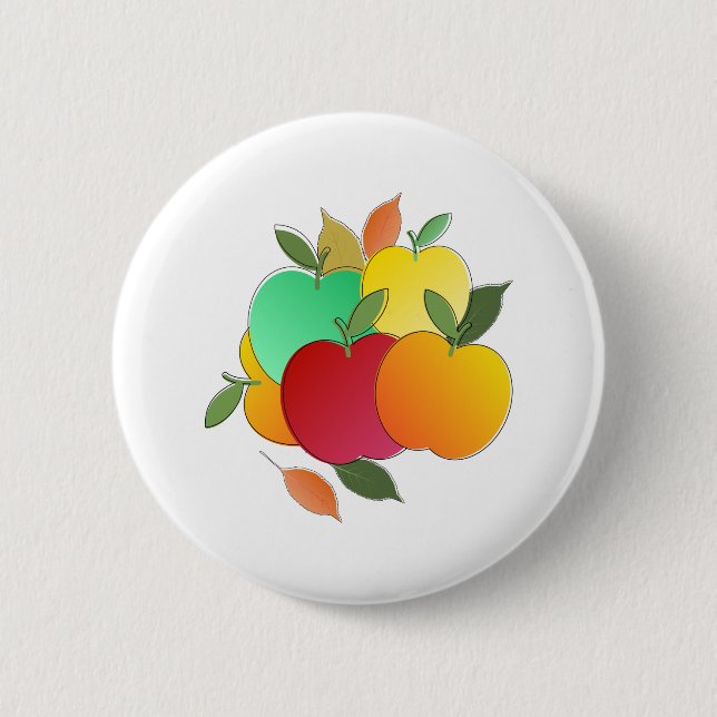 Badge Rond 5 Cm Pommes et Feuilles (Devant)