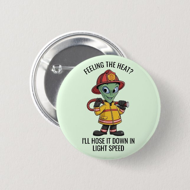 Badge Rond 5 Cm Pompier Alien (Devant & derrière)
