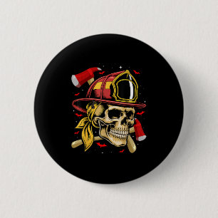 Badge Rond 5 Cm Pompier crâne pompier squelette Halloween Costu