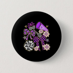 Badge Rond 5 Cm Pompom de Football Coquette à Nœud Jour de Match C