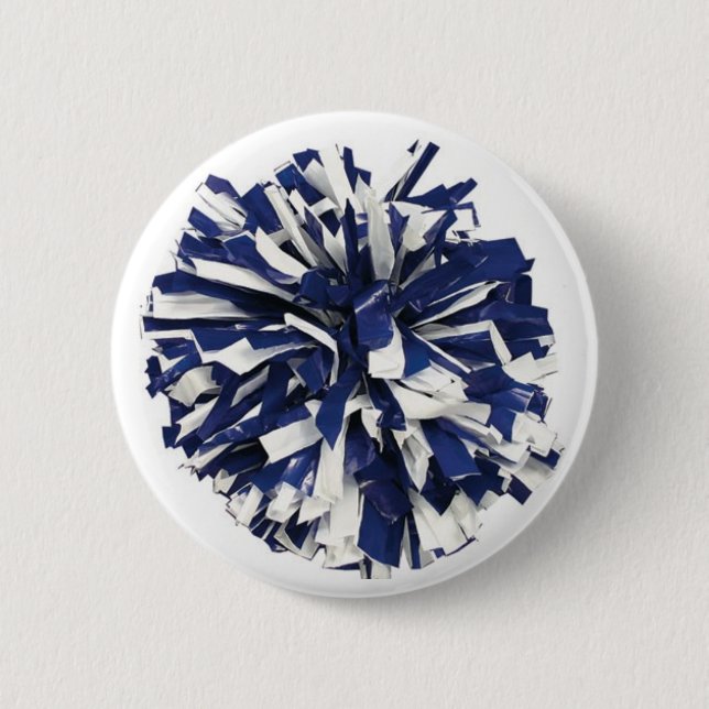 Badge Rond 5 Cm Poms bleu et blanc (Devant)