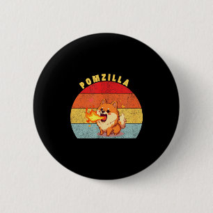 Badge Rond 5 Cm Pomzilla Chien Poméranien Illustration de Monstre