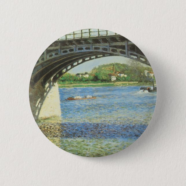 Badge Rond 5 Cm Pont à Argenteuil par Gustave Caillebotte (Devant)