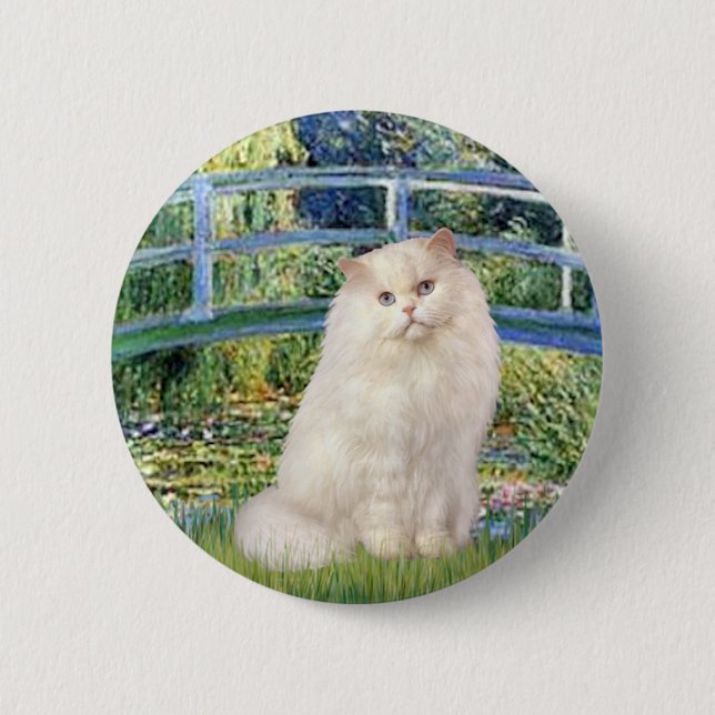 Badge Rond 5 Cm Pont - Chat persan blanc (Devant)