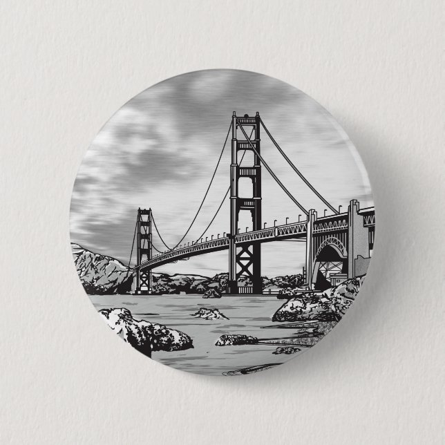 Badge Rond 5 Cm Pont Golden Gate (Devant)