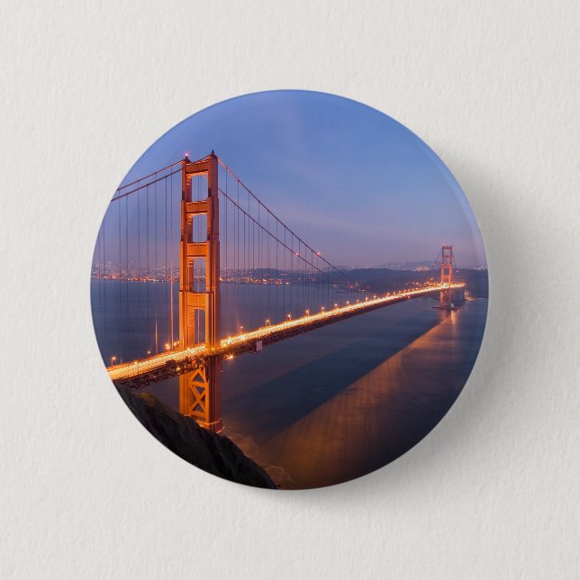 Badge Rond 5 Cm Pont Golden Gate sur le bouton Coucher du soleil (Devant)