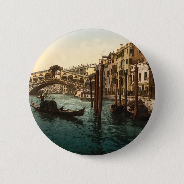 Badge Rond 5 Cm Pont I, Venise, Italie de Rialto (Devant)