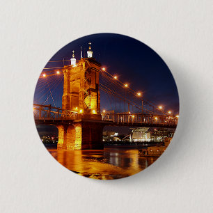 Badge Rond 5 Cm Pont sur la rivière Ohio à Cincinnati dans l'Ohio