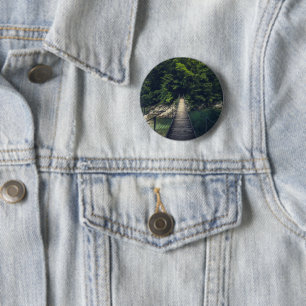 Badge Rond 5 Cm Pont suspendu simple rivière Idrijca, Slovénie