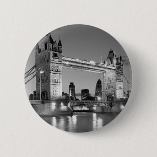 Badge Rond 5 Cm Pont Tour de Londres blanc noir