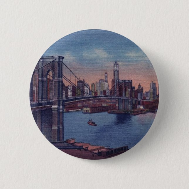 Badge Rond 5 Cm Pont vintage Brooklyn (Devant)