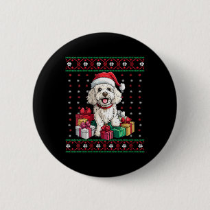 Badge Rond 5 Cm Poodle de femmes Santa Chapeau drôle Chien Amoureu