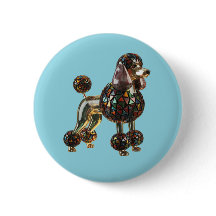 Poodle Stained Glass Button