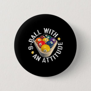 Badge Rond 5 Cm Pool 9 Bal Avec Chemise D'Attitude