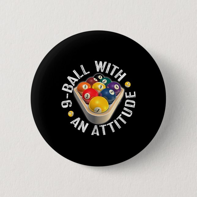 Badge Rond 5 Cm Pool 9 Bal Avec Chemise D'Attitude (Devant)