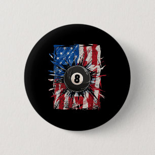 Badge Rond 5 Cm Pool Snooker Billard Joueur 8 Ball Usa Américain