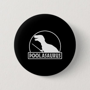 Badge Rond 5 Cm Poolasaurus Joueur de billard Dinosaure Snooker Hu