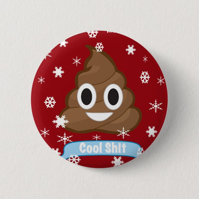 Badge Rond 5 Cm Poop Emoji Funny (Devant)