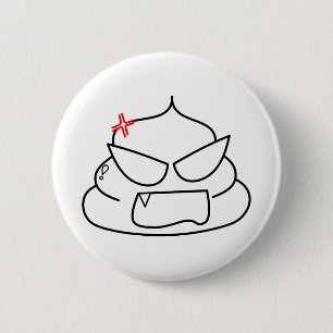 Badge Rond 5 Cm Poop en colère - Brootsch le PooPoo