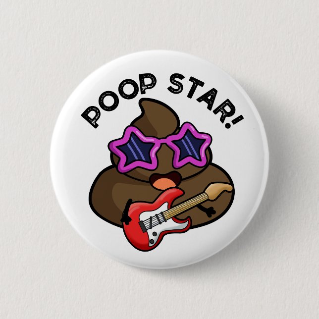 Badge Rond 5 Cm Poop Star Funny Pop Star Pun (Devant)