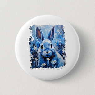 Badge Rond 5 Cm Pop Art Bunny coloré Lapin bleu lapin