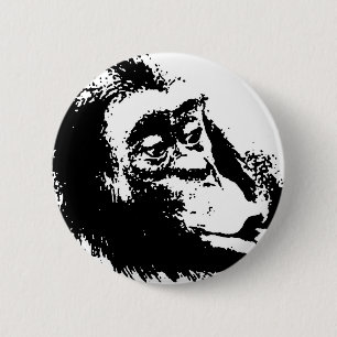 Badge Rond 5 Cm Pop Art drôle Chimpanzé