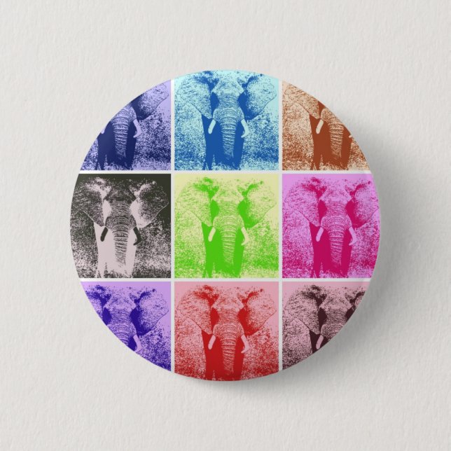 Badge Rond 5 Cm Pop Art Elephants (Devant)