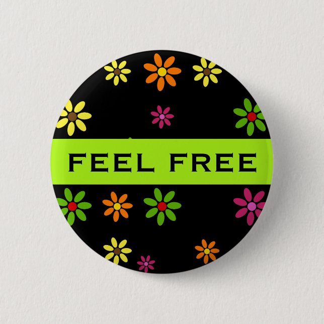 Badge Rond 5 Cm Pop art Flowers seamless pattern + your ideas (Devant)