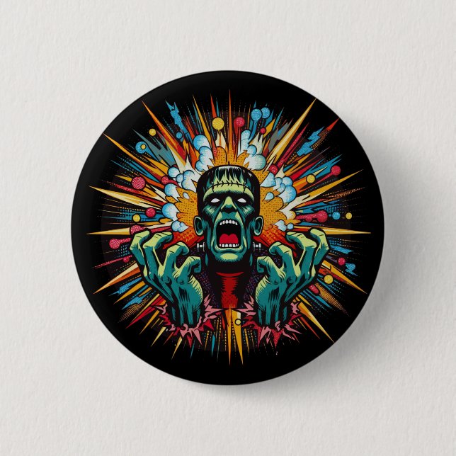 Badge Rond 5 Cm Pop Art Frankenstein's Melt Down (Devant)
