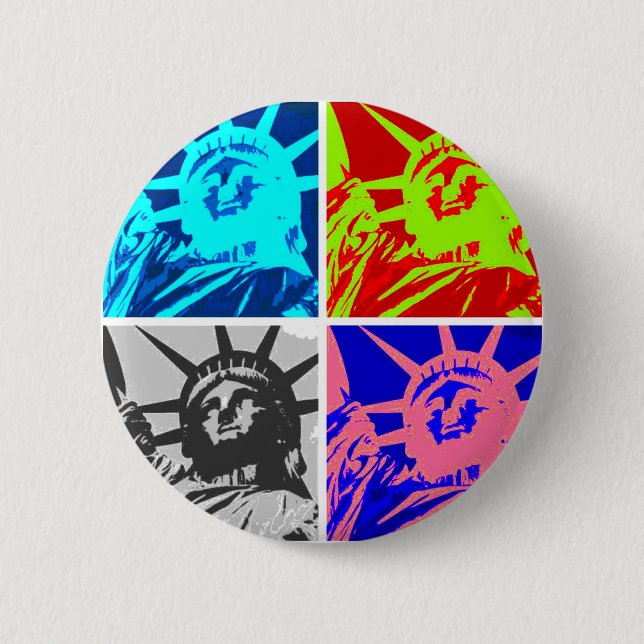 Badge Rond 5 Cm Pop Art Lady Liberty New York City (Devant)