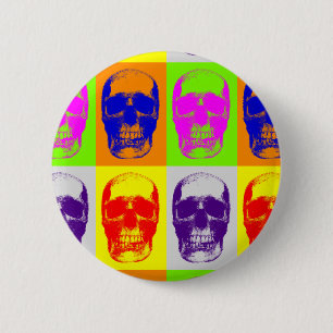 Badge Rond 5 Cm Pop Art Skull