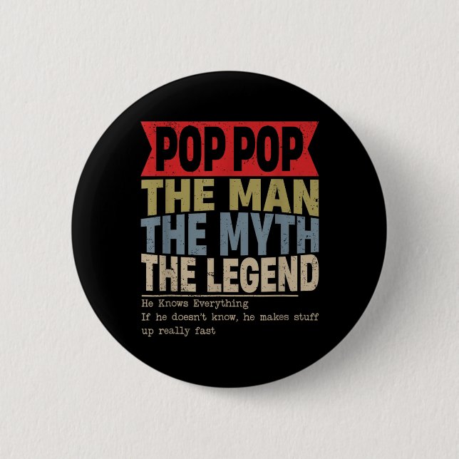 Badge Rond 5 Cm Pop Pop Rétro Fête des Pères (Devant)