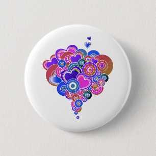 Badge Rond 5 Cm PopArt Coeurs violets
