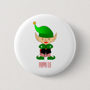 Badge Rond 5 Cm Poppa Elf Christmas Holiday Button Pin