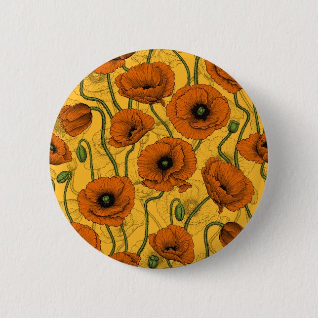 Badge Rond 5 Cm Poppies orange (Devant)