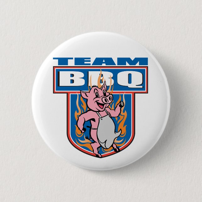 Badge Rond 5 Cm Porc de BBQ d'équipe (Devant)