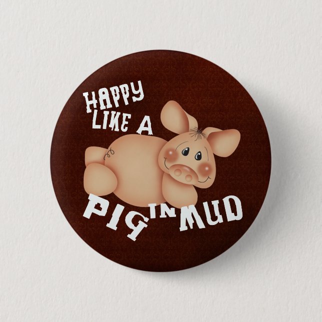 Badge Rond 5 Cm Porc heureux (Devant)