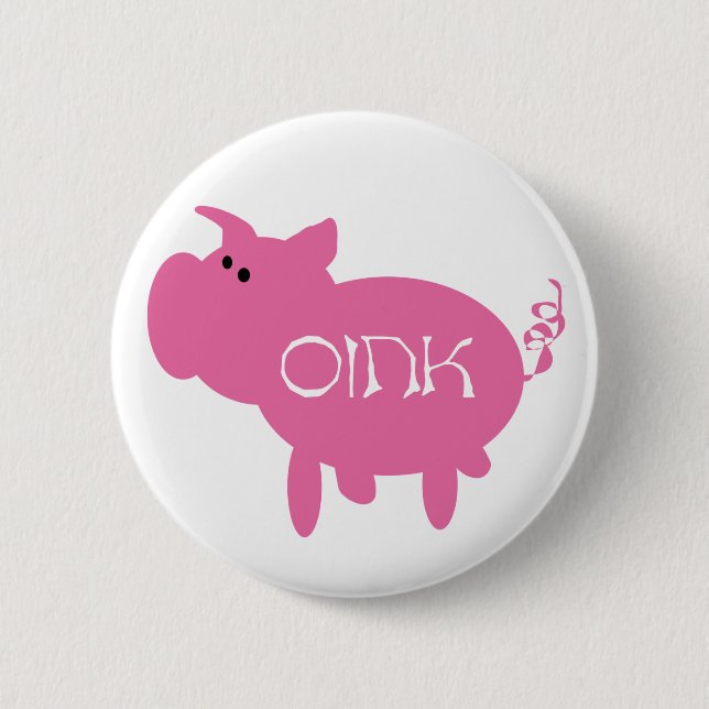 Badge Rond 5 Cm Porc krouik-krouik rose (Devant)