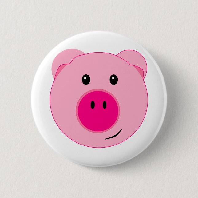 Badge Rond 5 Cm Porc rose mignon (Devant)