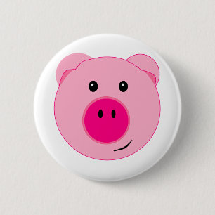 Badge Rond 5 Cm Porc rose mignon