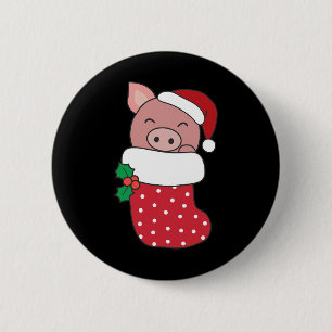 Badge Rond 5 Cm Porcs Mignons Dans Les Bas De Noël Pour Cochon De