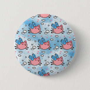 Badge Rond 5 Cm porcs volants